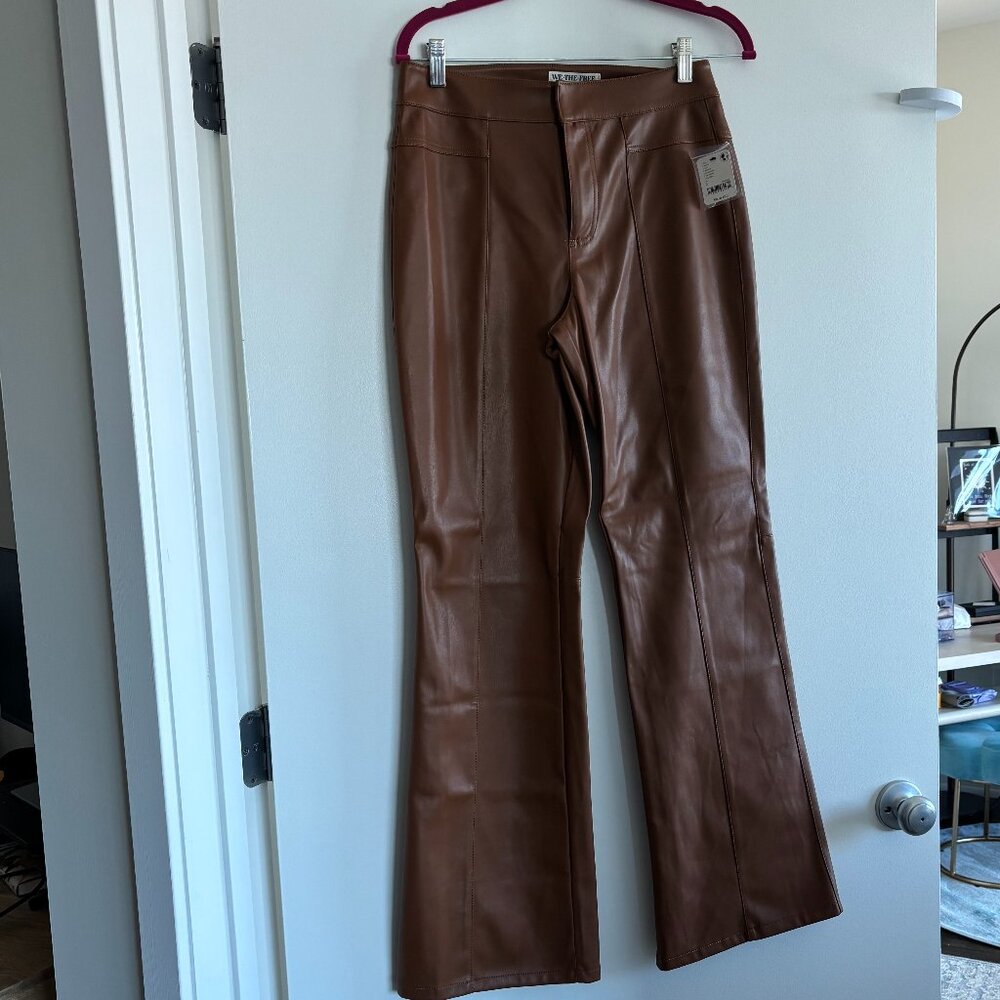NWT Free People High Waist Faux Leather Flare Pants 6 - Picture 3 of 6